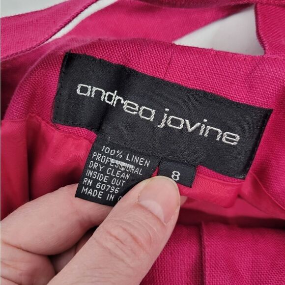 VINTAGE 90s dress linen magenta‎ pink criss-cross back S - Picture 7 of 12